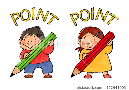 男孩和女孩拿著鉛筆（POINT） 122941003