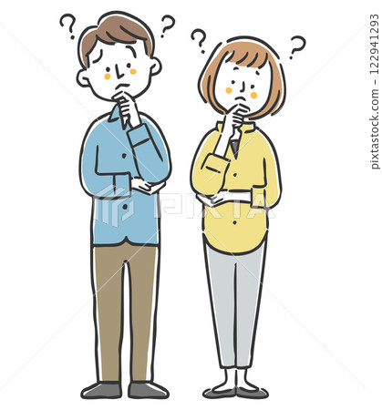 A couple with doubts, full body, vector 122941293