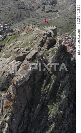 Castle ruins aerial drone 122941335
