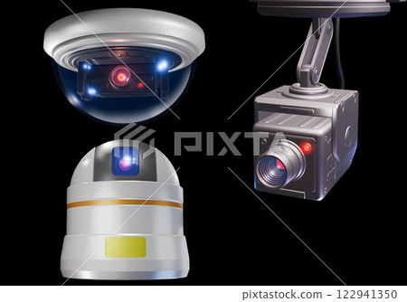 黑色背景中的安全攝影機分類（安全攝影機/監控攝影機） 122941350