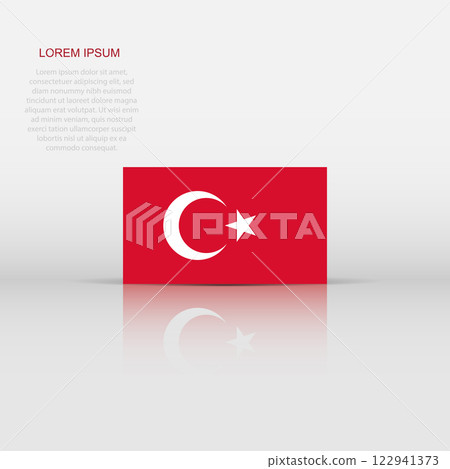 Turkey flag icon in flat style. National sign vector illustration. Politic business concept. 122941373
