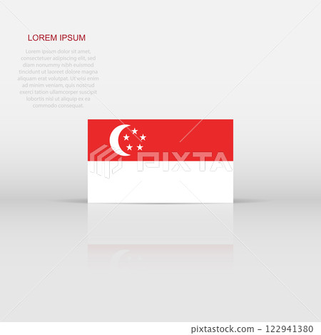 Singapore flag icon in flat style. National sign vector illustration. Politic business concept. Singapore flag icon in flat style. National sign vector illustration. Politic business concept. 122941380