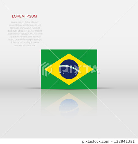 Brazil flag icon in flat style. National sign vector illustration. Politic business concept. Brazil flag icon in flat style. National sign vector illustration. Politic business concept. 122941381