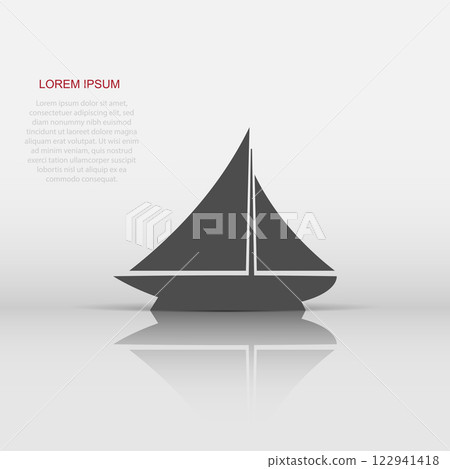 Ship cruise sign icon in flat style. Cargo boat vector illustration on white isolated background. Vessel business concept. 122941418