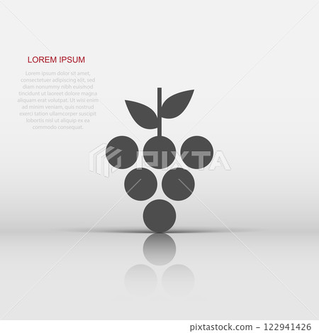 Grape fruits sign icon in flat style. Grapevine vector illustration on white isolated background. Wine grapes business concept. Grape fruits sign icon in flat style. Grapevine vector illustration on white isolated background. Wine grapes business concept. 122941426