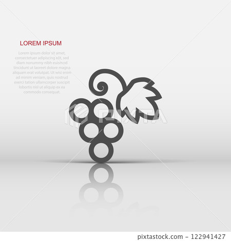 Grape fruits sign icon in flat style. Grapevine vector illustration on white isolated background. Wine grapes business concept. 122941427