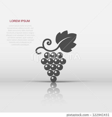 Grape fruits sign icon in flat style. Grapevine vector illustration on white isolated background. Wine grapes business concept. Grape fruits sign icon in flat style. Grapevine vector illustration on white isolated background. Wine grapes business concept. 122941431