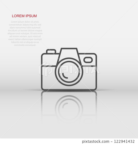 Camera device sign icon in flat style. Photography vector illustration on white isolated background. Cam equipment business concept. 122941432