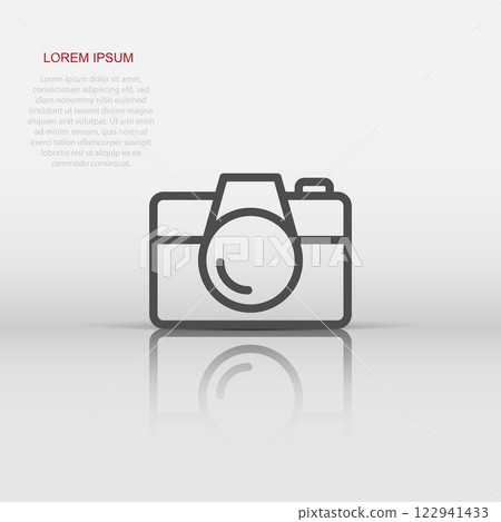 Camera device sign icon in flat style. Photography vector illustration on white isolated background. Cam equipment business concept. 122941433