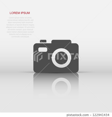 Camera device sign icon in flat style. Photography vector illustration on white isolated background. Cam equipment business concept. 122941434