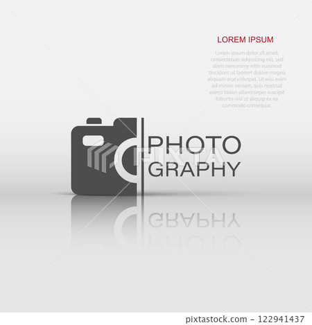 Camera device sign icon in flat style. Photography vector illustration on white isolated background. Cam equipment business concept. Camera device sign icon in flat style. Photography vector illustration on white isolated background. Cam equipment business concept. 122941437