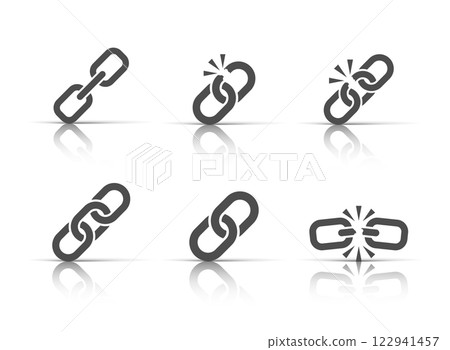 Chain sign set collection icon in flat style. Link vector illustration on white isolated background. Hyperlink business concept. Chain sign set collection icon in flat style. Link vector illustration on white isolated background. Hyperlink business concept. 122941457
