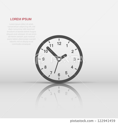 Clock sign icon in flat style. Time management vector illustration on white isolated background. Timer business concept. 122941459