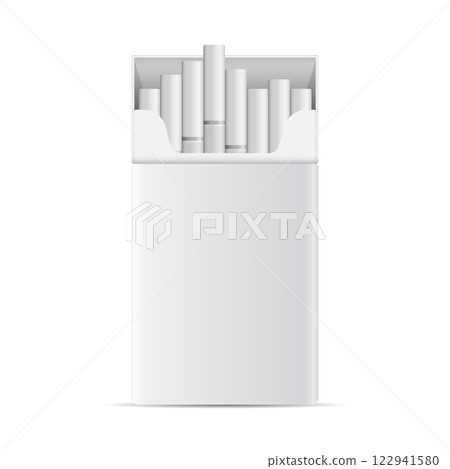 Packet of cigarettes icon in flat style. Smoking vector illustration on isolated background. Tobacco box sign business concept. 122941580