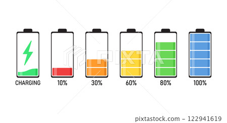 Realistic alkaline battery set icon in flat style. Different size accumulator vector illustration on isolated background. Accumulator recharge sign business concept. Realistic alkaline battery set icon in flat style. Different size accumulator vector illustration on isolated background. Accumulator recharge sign business concept. 122941619