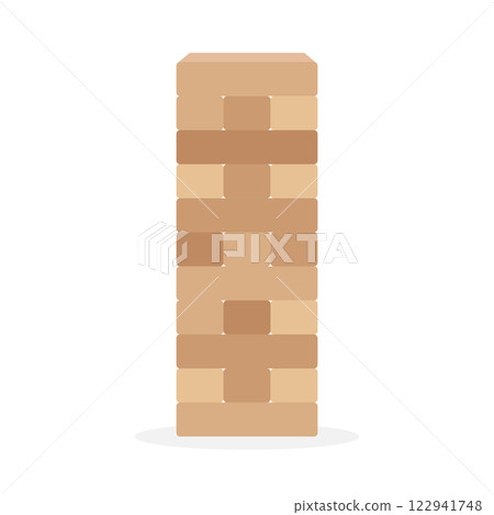 Tower games for kids icon in flat style. Wooden block puzzle vector illustration on isolated background. Balance game sign business concept. Tower games for kids icon in flat style. Wooden block puzzle vector illustration on isolated background. Balance game sign business concept. 122941748