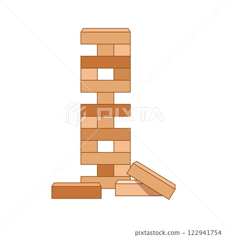 Tower games for kids icon in flat style. Wooden block puzzle vector illustration on isolated background. Balance game sign business concept. Tower games for kids icon in flat style. Wooden block puzzle vector illustration on isolated background. Balance game sign business concept. 122941754