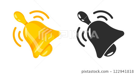 Notification bell icon in flat style. Incoming inbox message vector illustration on isolated background. Ringing bell sign business concept. 122941818