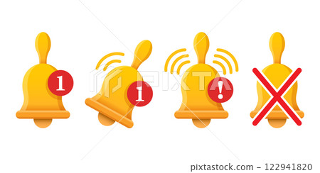 Notification bell icon set in flat style. Incoming inbox message vector illustration on isolated background. Ringing bell sign business concept. Notification bell icon set in flat style. Incoming inbox message vector illustration on isolated background. Ringing bell sign business concept. 122941820