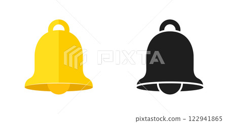 Notification bell icon in flat style. Incoming inbox message vector illustration on isolated background. Ringing bell sign business concept. 122941865