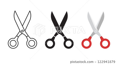 Scissor icon set collection in flat style. Cutting hair equipment vector illustration on isolated background. Hairdressing sign business concept. 122941879