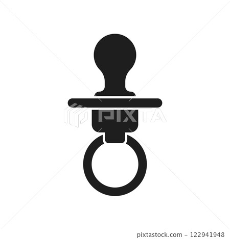 Baby pacifier icon in flat style. Nipple for newborn child vector illustration on isolated background. Soother sign business concept. 122941948
