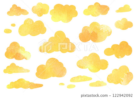 水彩雲插圖集天空黃金 水彩雲插圖集天空黃金 122942092