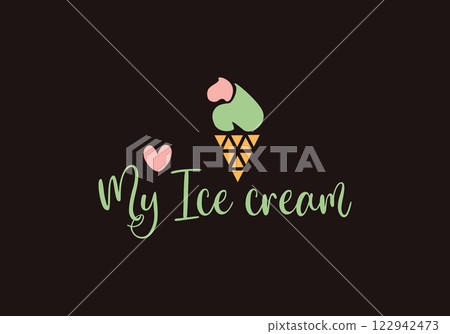 Logo for ice cream shop cone on brown Logo for ice cream shop cone on brown 122942473
