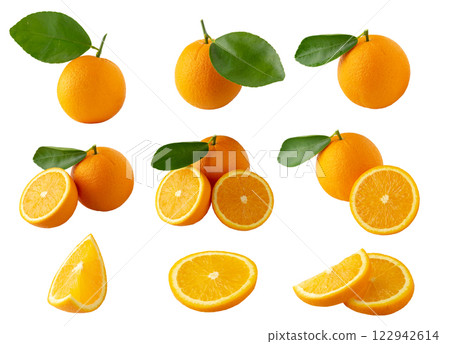 Fresh Sliced Oranges Isolated on a white background 122942614