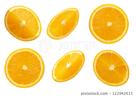Fresh Sliced Oranges Isolated on a white background 122942615