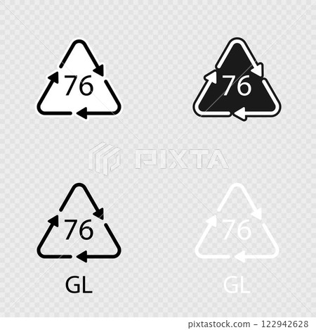 Crystal Glass recycling code 76 GL set. Vector illustration Crystal Glass recycling code 76 GL set. Vector illustration 122942628