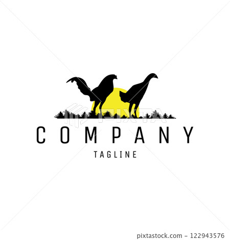 two chicken silhouette vector logo. isolated on white background side view. best for logo, badge, emblem. available in eps 10 122943576