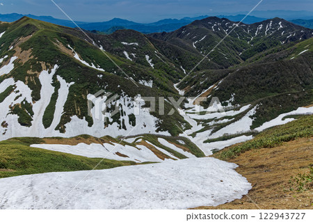 從谷川連峰和萬太郎山脊望去,白雪皚皚的川棚山脊和小鹿川野峠 從谷川連峰和萬太郎山脊望去,白雪皚皚的川棚山脊和小鹿川野峠 122943727