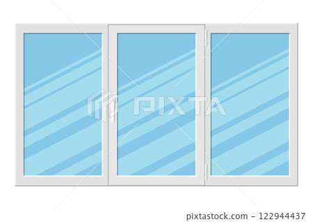 Plastic triple casement window isolated on white background. Vector illustration 122944437