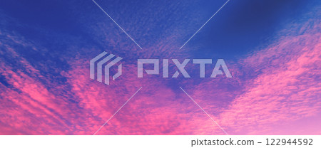 Colorful cloudy sky at sunset. Gradient color. Sky texture. Abstract nature background. Horizontal banner 122944592