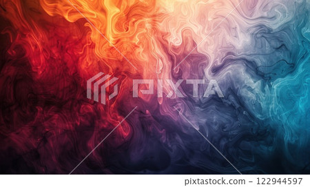 Colorful Abstract Swirls in Red, Orange, and Blue Shades 122944597