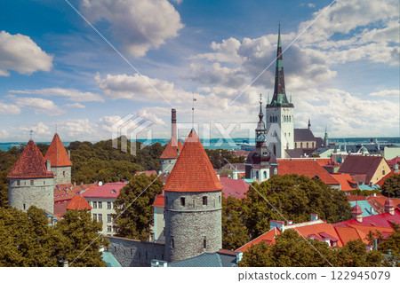 Panoramic view of Old Tallinn city, Estonia 122945079