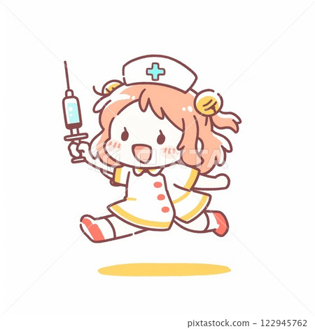 Deformed, simple and cute nurse, material, icon 122945762