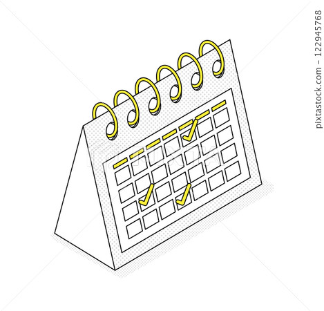 Three-dimensional calendar isometric illustration 122945768
