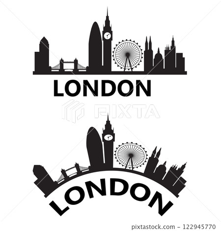 London skyline silhouette. London England Uk Cityscape skyline sign. Landscape City Design. flat style. 122945770