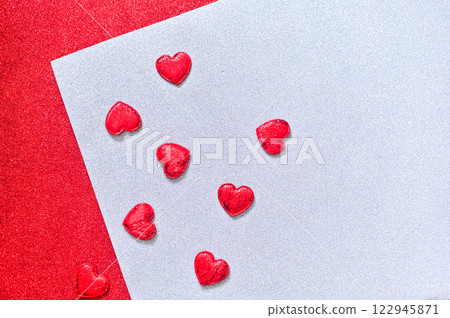 red hearts on a white background. layout and copy space red hearts on a white background. layout and copy space 122945871
