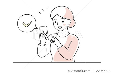 Illustration of a woman operating a smartphone Illustration of a woman operating a smartphone 122945890
