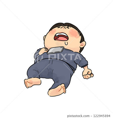 Man relaxing and sleeping at home [whole body] 122945894