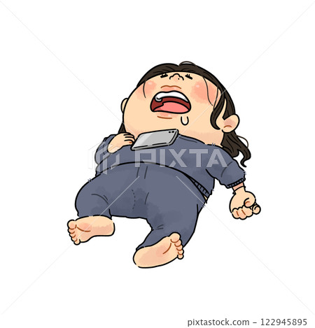 A woman relaxing and sleeping at home [whole body] 122945895