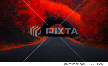 Autumn Road With Tree Tunnel 122945973