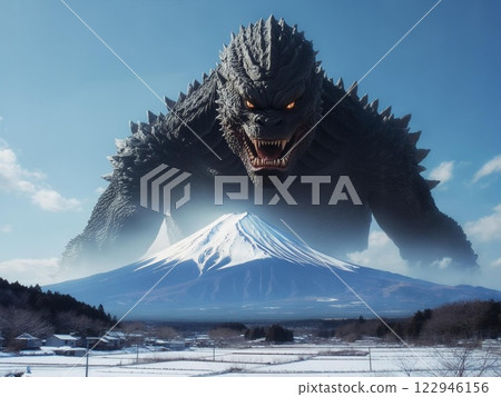A monster overlooking Mount Fuji A monster overlooking Mount Fuji 122946156