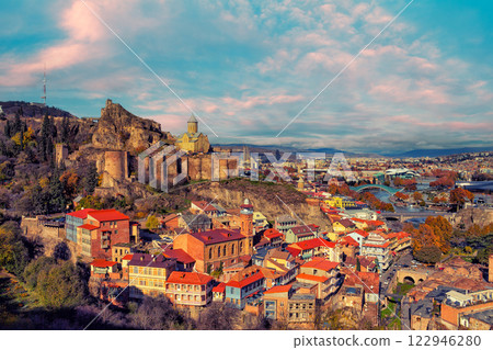 Beautiful panoramic view of Tbilisi at sunset, Georgia country 122946280