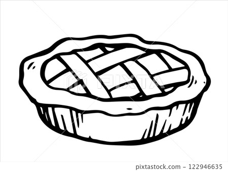 vector illustration in doodle style. homemade apple pie vector illustration in doodle style. homemade apple pie 122946635