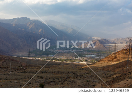 City view of Agarak Armenia from the mountains of Iran during daytime City view of Agarak Armenia from the mountains of Iran during daytime 122946869