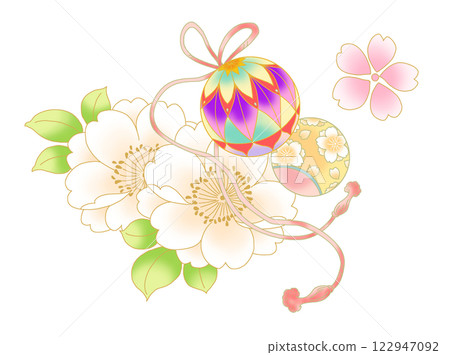 cherry blossoms and temari 122947092